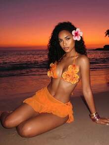 Zestiva Bộ bikini ngắn xếp ly bằng vải lưới gợi cảm dành cho nữ, thích hợp cho bãi biển và kỳ nghỉ xuân hè. - Nhiều màu - Xem 2