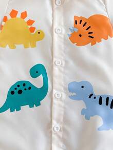 SHEIN Vintaside Kids Bộ romper bé trai tay ngắn cổ bẻ họa tiết động vật dễ thương màu mơ, mở phía trước, romper cổ bẻ mùa hè cho bé, phù hợp cho mùa xuân và mùa hè, phù hợp cho 3M-24M - Màu be - Xem 9