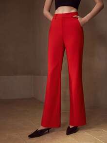 MOTF Classy PRESS CREASE SLANT POCKET SUIT PANTS - Red - View 5