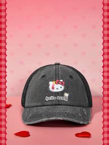 HELLO KITTY AND FRIENDS | SHEIN 1件休閒運動款可愛女款棒球帽，IP聯名設計，適合日常休閒穿搭 - 黑色 - 查看 1