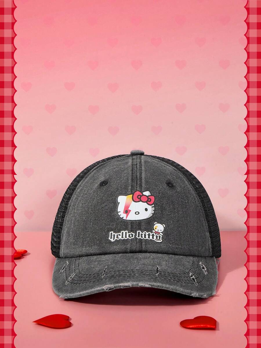 HELLO KITTY AND FRIENDS | SHEIN 1件休閒運動款可愛女款棒球帽,IP聯名設計,適合日常休閒穿搭 - 黑色 - 查看 1