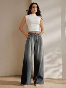 Anewsta Fashion Women's New Back-To-School Style Casual Streetwear Dark Grey Jenas Long Pants Graduation Summer Everyday Night Out - Black - View 3