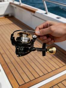 Reel Pancing Putar Okuma Offshore, Reel Putar 13+1bb dengan Engkol Logam dan Spool Dangkal, Cocok untuk Berbagai Perairan - Hitam - View 2