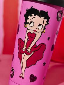 Betty Boop x SHEIN 500ml /16 Oz 真空保溫不鏽鋼杯，1個防漏蓋，適用於熱飲/冷飲，適用於大多數杯架，禮物靈感，派對，節日，情人節 - 玫紅色 - 查看 8