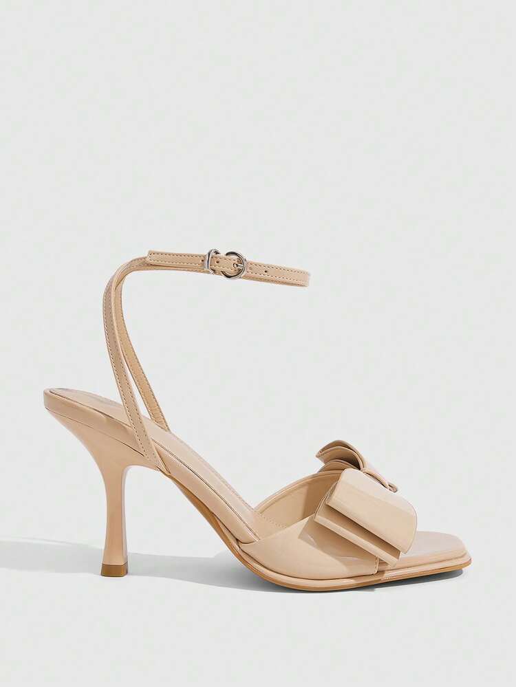 CUCCOO SZL Women's High Heel Sandals Summer Back Strap Open Toe Stiletto Heels Beautiful Fairy Style Match With Skirts French Evening Bow