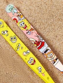 SpongeBob SquarePants | SHEIN 2入組卡通印花精準鑷子套組，斜尖與尖頭設計，適用於修眉、臉部毛髮及內生毛，專業不鏽鋼美容工具 - 彩色 - 查看 4