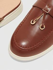 CUCCOO BIZCHIC Women's Fashion Brown Suede Classic Simple Tassel Metal Buckle Mules Love Slippers For Commuting, Dating, Parties, Holidays, Spring Shoes - Brown - View 6