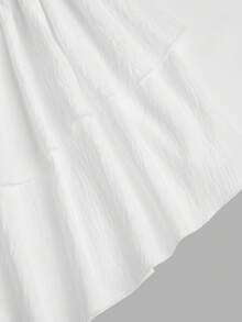 Sweetra Plus Size Women's Sweet Romantic Textured Ruched Double Layer Asymmetrical Ruffle Hem Petal Sleeve Off-Shoulder Dress Elegant Exquisite Date Wedding - White - View 4
