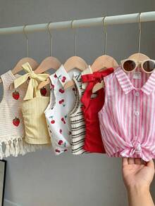 SHEIN [隨機6件，發送1件]!驚喜盒!!!!30%機率隨機獲得2件休閒背心上衣柔軟夏季上衣襯衫夏季服裝短褲背心上衣背心背心抹胸上衣束胸內衣束胸白色上衣度假可愛上衣年輕女孩無袖柔軟上衣夏季上衣夏季襯衫背心上衣背心 - 黃色 - 查看 5