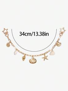 Viva Strut 1Pc Seashell Ornament For A Holiday-Style Starfish Shell Chain Bag, Marine Tail Conch Beach Keychain, Suitable For Matching With A Small Square Bag When Out On Vacation. - Gold - View 2