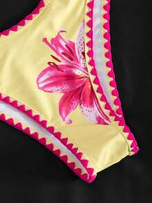 Swim Mod Conjunto de Bikini de Triángulo de 2 Piezas unicolor Nuevo de Verano con Tirantes Ajustables y Adorno de Concha de Cintura Baja para Mujeres - Multicolor - Ver 6