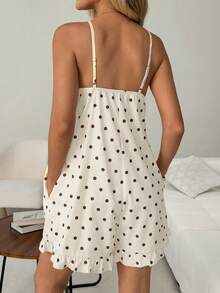 SHEIN LUNE Damen Lässig Polka Dot Sommer Urlaub Pendeln Alltag Basic Mode Ausgehen Outfit Ärmellos Spaghettiträger Jumpsuit - Gelb - Übersicht 3