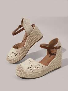 Styleloop Sandalias de plataforma con tacón de cuña para mujer - Blanco - Ver 4