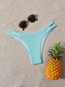Swim Basics Women's Solid Color Sexy Bikini Bottom - Mint Blue - View 3