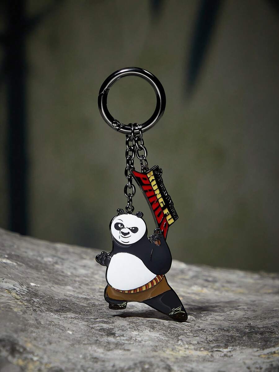 SHEIN Kung Fu Panda Fashion Black Zinc Alloy Movie Cartoon Keychain Bag Pendant Pendant Commemorative Collection Gift - Multicolor - View 1