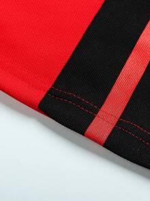NEOREFINED Men's Color-Blocking Short Sleeve Polo Shirt - Red - View 5