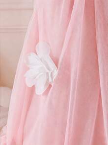 SHEIN Glamorique Kids 女童夏季綠色無袖碎花洋裝，甜美可愛風，優雅 - 粉色 - 查看 7
