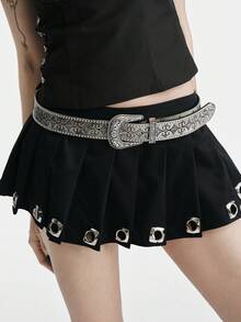 MortiRose Medieval Vintage Leather Belt, Viking Retro Embossed Rivet Waist Belt, Nostalgic Floral Punk Rivet Versatile Belt, Suitable For Various Occasions - Multicolor - View 1