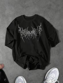 Gym Rark Áo thun thể thao nam size lớn in họa tiết Gothic - màu đen - Xem 1