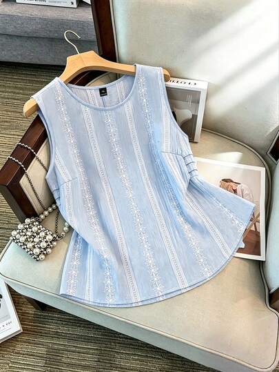 GlowEve CURVE Plus Size Women's Round Neck Pleated Casual Versatile Everyday Top