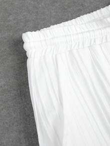 Manfinity Homme Men Solid Button Up Shirt & Drawstring Waist Pants Without Tee, Cozy Outfits - White - View 4