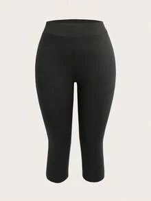 SHEIN EZwear 女款 2 件組黑色紫色七分緊身休閒內搭褲，適合夏季健身房穿著 - 彩色 - 查看 5