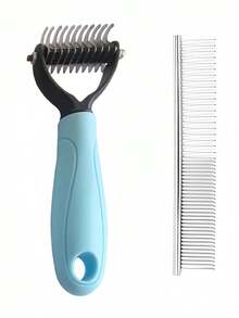 1PC Fine Tooth Pet Comb Dematting Brush Double Sided Metal Teeth For Cat Dog Remove Loose Undercoat Tangles Grooming Tool For Shedding Hair Cleaning Daily Use Professional Home Pet Care High Quality Hot Trending Now - Multicolor - View 3