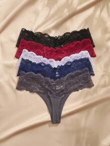 5pack Floral Lace Thong, Sexy Lingerie - Multicolor - View 2