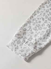 SHEIN Sparklyn 青少年女孩豹紋印花拉鍊設計長袖休閒寬鬆衛衣 秋冬款 - 彩色 - 查看 4