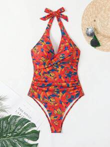 Vaclyn Traje de baño de una pieza para mujer con estampado floral aleatorio - Multicolor - Ver 6
