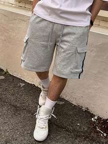 DAZY Men's Solid Color Drawstring Waist Cargo Casual Versatile Daily Outing Shorts Summer - Grey - View 4