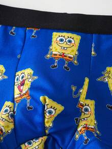 SpongeBob SquarePants | SHEIN 小男孩彈性腰圍休閒四角內褲 - 藏蓝色 - 查看 4