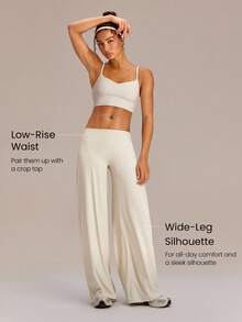 GLOWMODE 32" FeatherFit™-Air Glow Pulse Low-Rise Peakbum Wide Leg Capri Leggings With Back Pocket Low Impact Training Running Workout Gym Fitness Daily Wear - White - View 3