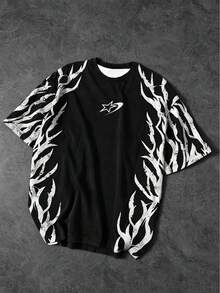 Gym Rark Camiseta deportiva de manga corta con cuello redondo y estampado de estrellas para hombre, gimnasio - Negro - Ver 5