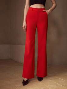 MOTF Classy PRESS CREASE SLANT POCKET SUIT PANTS - Red - View 4