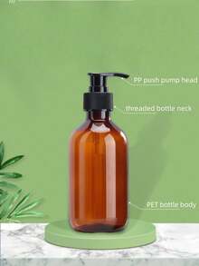 2PCS 300ml PET Round Shoulder Pump Bottle Tea Green Shampoo Lotion Dispenser For Bathroom Salon Travel Refillable Container - black - View 4