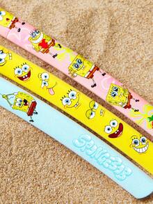 SpongeBob SquarePants | SHEIN 3入組卡通印花眉毛修剪套組，3入組女性與初學者適用安全眉毛刮刀，臉部除毛與去角質工具，適用於修眉、皮膚刮除與旅行 - 彩色 - 查看 3