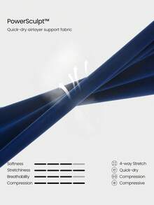 GLOWMODE 28吋 Powersculpt™ StudioShape 提臀顯臀網格拼接抽繩防捲腰高強度訓練健身運動緊身褲 - 藏蓝色 - 查看 7