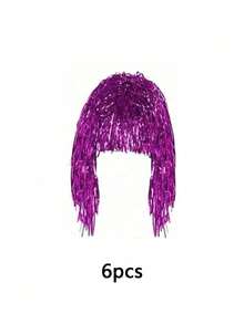 1pc/6/12pcs Shiny Wig, Glitter Party Wig, Colorful Glitter Wig Cap, Disco Costume Wig, Fun Party Hat, Funny Glitter Metal Hair Accessory, Suitable For Party Carnival, Headwear, Daily Party Supplies, Party Home Decor, Party Gifts, Holiday Supplies - multicolor - View 9
