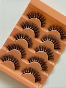 5 Pairs D Curl Messy 5D Fluffy Soft Volume Faux Mink False Eyelashes For Beginners Daily Party Makeup Wholesale - Black - View 6