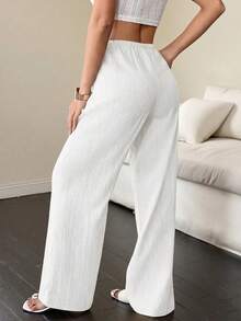 EMERY ROSE Women's Solid Color Elastic Waist Drawstring Summer Casual Pants With Pockets, Plus Size Women's Clothing, Plus Size Pants Fall - Multicolor - View 2