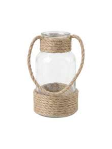 Cirelle 1pc Rustic Jute Rope Glass Flower Vase, Handmade Decorative Bottle With Handle, Farmhouse Style Table Centerpiece, 3 Sizes Available, Ideal Gift For Family And Friends For Home Decor - Hemp rope vase - View 10