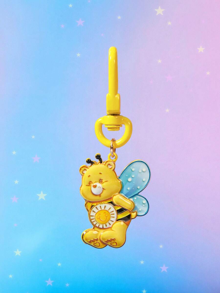 SHEIN X Care Bears New Creative Cartoon Multi-Color Cute Bee Pattern Printing Keychain, IP Joint Design, Cute Personalized, Simple And Generous, Can Also Be Used As Accessories, Suitable For Various Parties, Concerts, Festivals, Exquisite Gifts - Yellow - View 1
