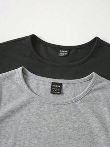 SHEIN BASICS 2件組休閒素色針織圓領長袖女款連身衣 - 彩色 - 查看 7