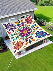 1 Stück Boho-Mandala-Muster Farbverlauf Outdoor-Sonnenschutzvorhang, einfach zu installieren und zu verstauen, für Garten, Terrasse, Poolbereich, ohne Stange, UV-beständig, Sommer-Essential, Must-Have - A - Übersicht 9