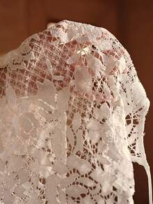MOTF PREMIUM EXQUISITE ELEGANT WATER-SOLUBLE LACE PATCHWORK TASSEL BACKLESS SEMI-SHEER CASUAL VACATION WOMEN'S BEACH PARTY COVER UP DRESS - White - View 8
