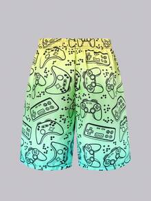 Fantacosmos Tween Boy Drawstring Waist All-Over Print Shorts Swimwear Bottoms Suitable For Summer Vacation - Multicolor - View 2