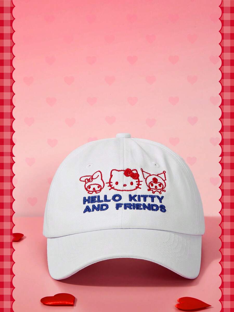 HELLO KITTY AND FRIENDS | SHEIN 1頂棒球帽,適用於棒球、籃球及其他運動,秋季百搭,運動風,1990年代復古風,亮色,平簷帽,可調節休閒老爹帽,中性運動遮陽帽,防曬休閒帽,適合旅行、派對、海灘及其他場合 - 白色 - 查看 1