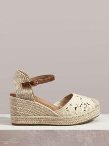 Styleloop Sandalias de plataforma con tacón de cuña para mujer - Blanco - Ver 1
