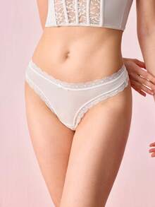 Bonmuse 3条装女士浪漫蕾丝边蝴蝶结装饰三角裤 - 彩色 - 查看 9